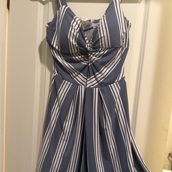 Planet Gold Navy and White Striped Midi Dress - Picture 2 of 4